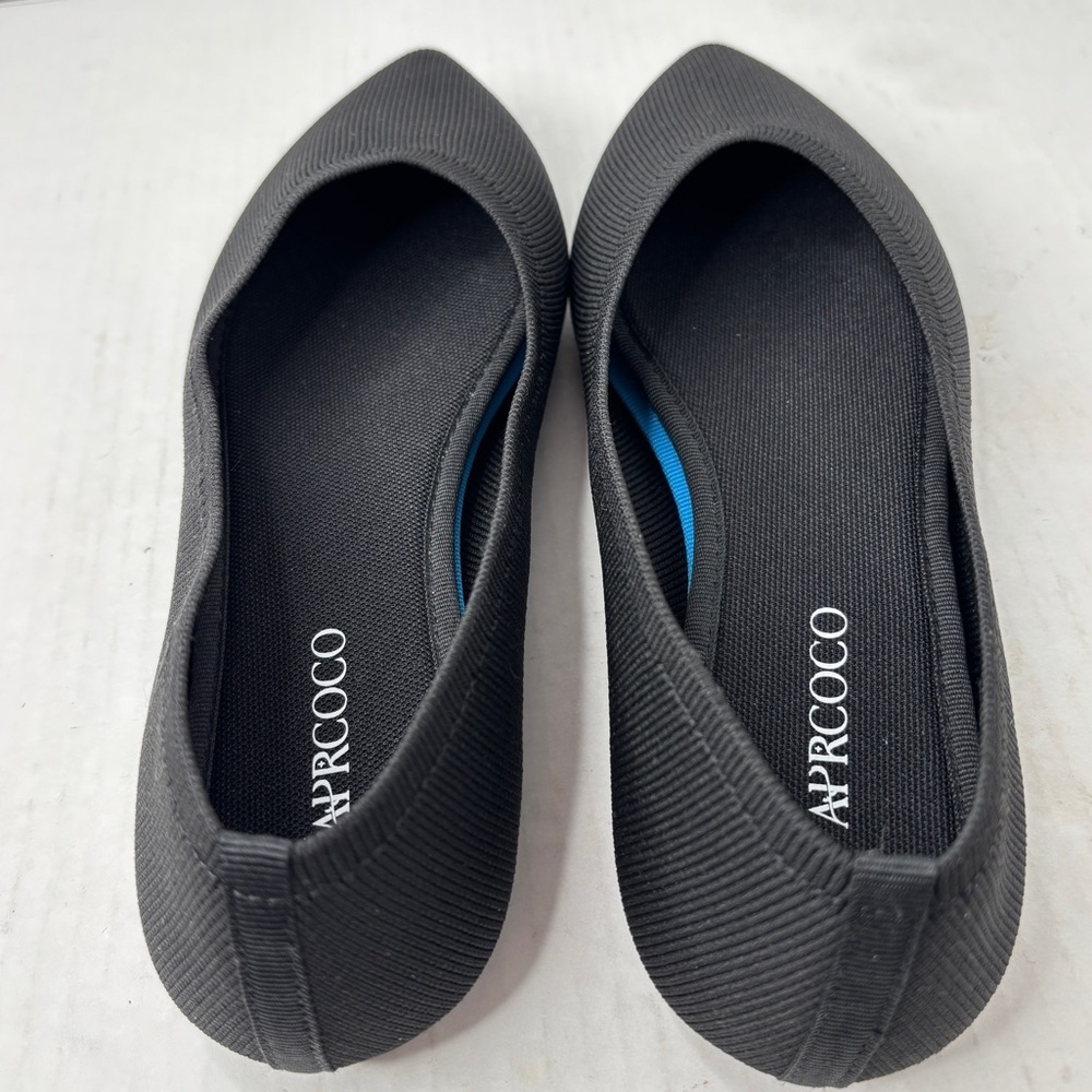 Aprcoco Pointed Toe Stretch Knit Ballet Flats Comfort Shoes Size 8 Black NEW! - Picture 2 of 10